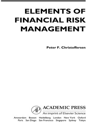 cover image of Elements of Financial Risk Management